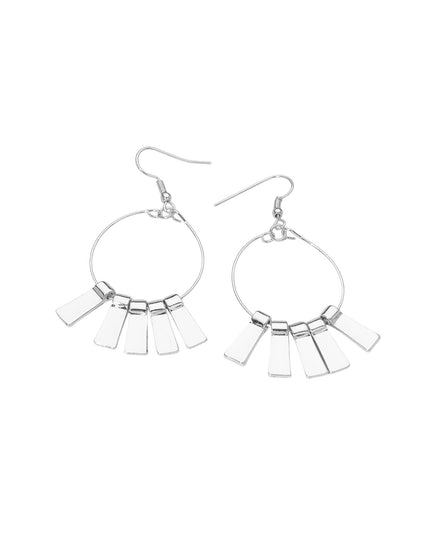 Metal Bar Fringe Hoop Drop Dangle Earrings