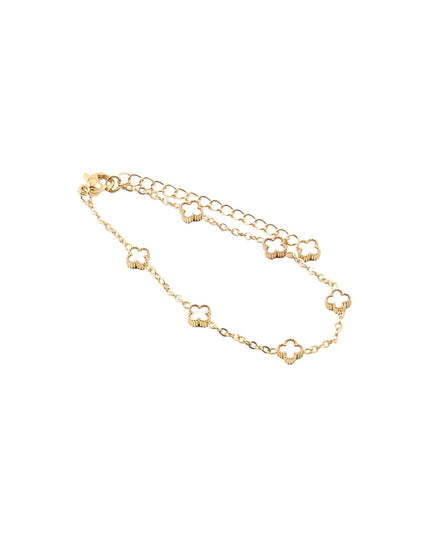 Mother Of Pearl Clover Chain Link Station Bracelet