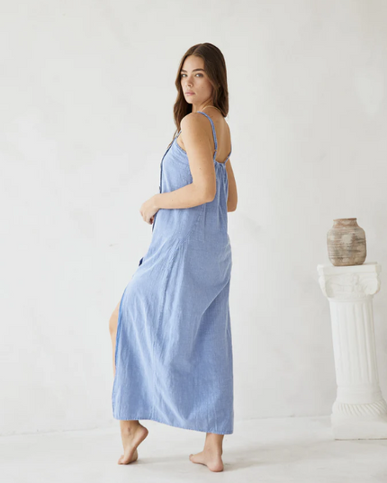 Malia Coconut Side Button Down Maxi Dress