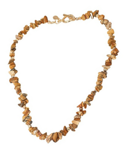 Semi Precious Natural Stone Beaded Gold Toggle Necklace