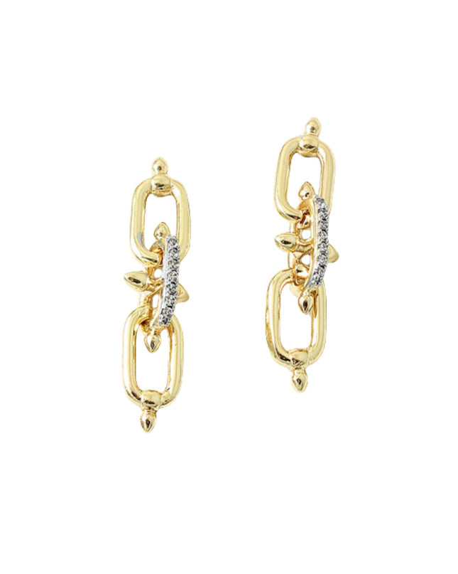 Triple Link CZ Detail Droplet Earrings