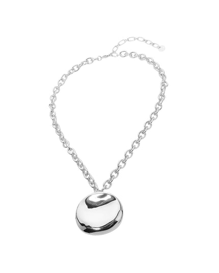 Chunky Disc Pendant Chain Link Necklace