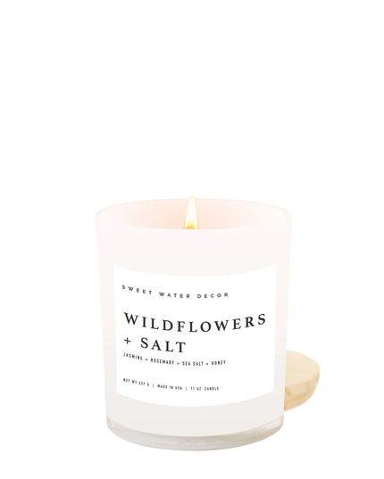 Wildflowers & Salt 11oz White Jar Soy Candle