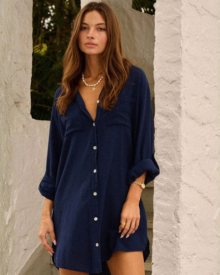 Cabana Button Down Shirt Dress