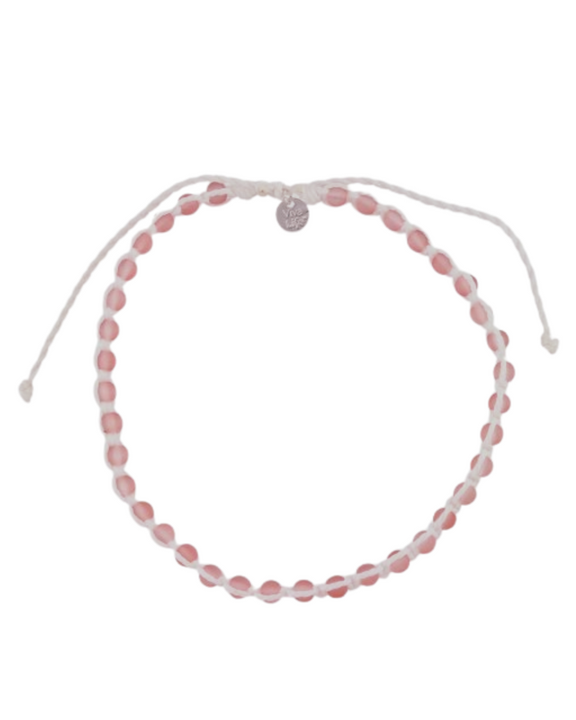 Frosted Bead White Cord Anklet