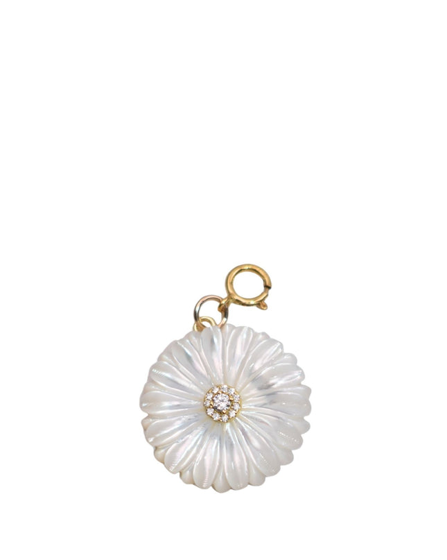 Mother Of Pearl Flower Crystal Center Gold Charm