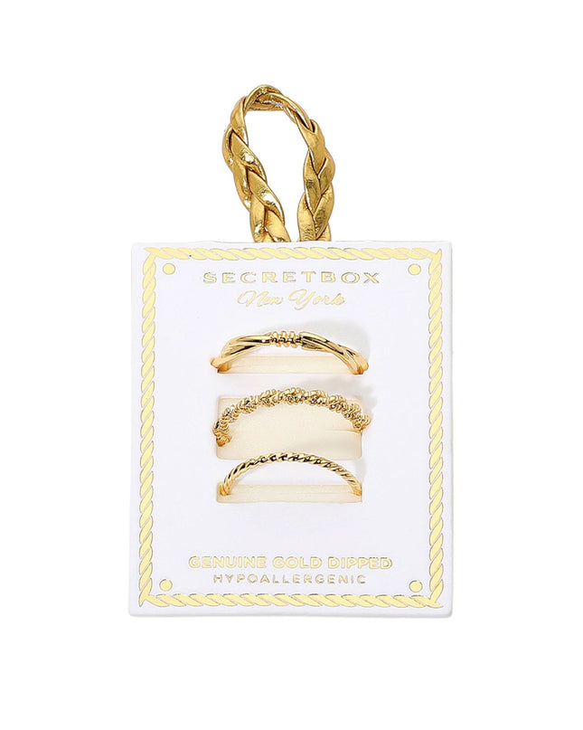 Textured Curved Thin 3 Ring Set