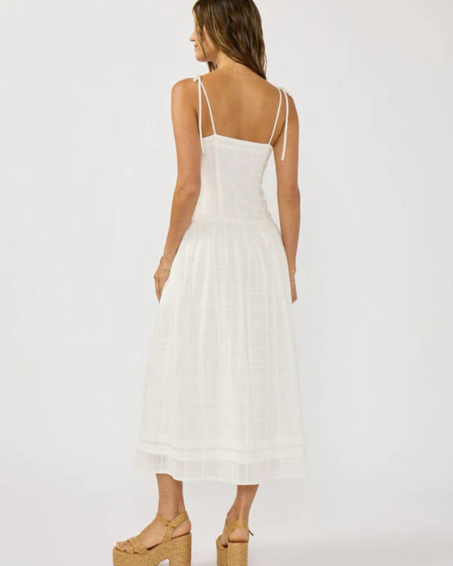 Reese Tie Shoulder Drop Waist Midi Dress