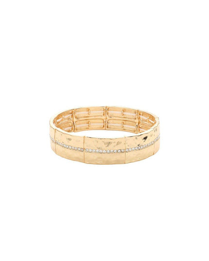 CZ Lined Metal Stretch Bracelet