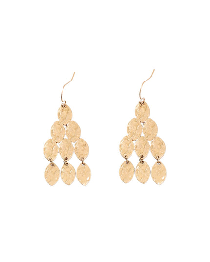 Hammered Marquise Link Metal Earrings
