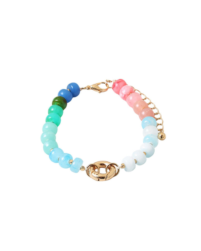 Center Ring Colorful Bead Gold Ball Beaded Bracelet