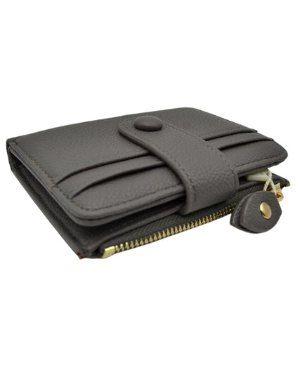 Zipper Button Card Holder Wallet