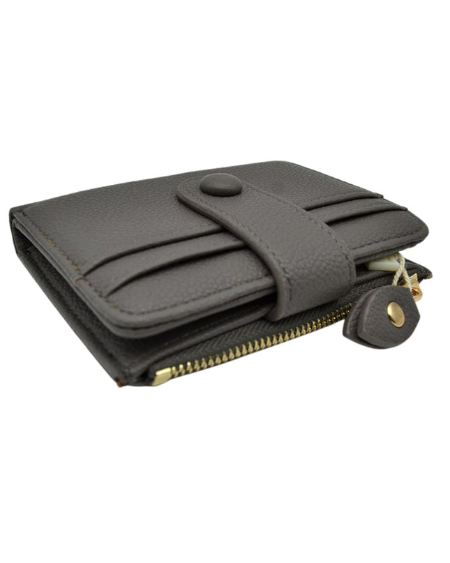 Zipper Button Card Holder Wallet