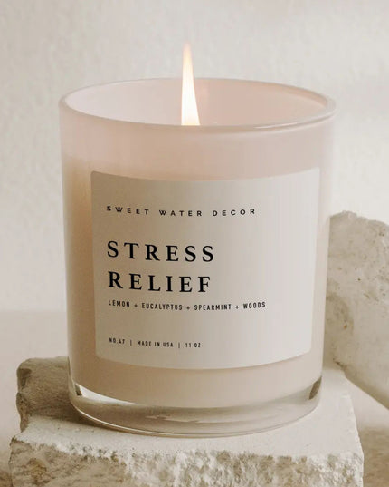 Stress Relief 11oz White Jar Soy Candle
