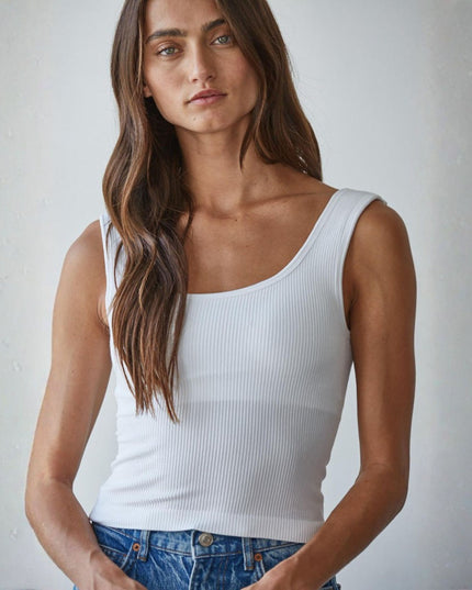 Padded Ribbed Fitted Tank Top