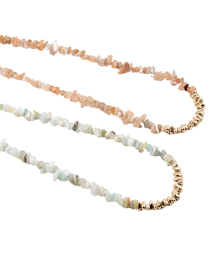 Gold Center Funky Shaped Stone Necklace