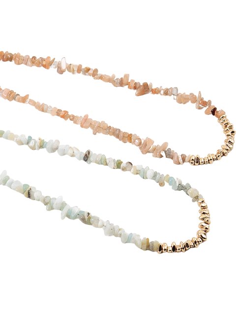 Gold Center Funky Shaped Stone Necklace