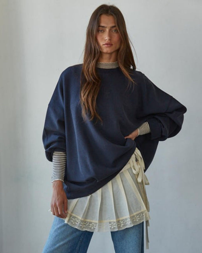 Around Town Crew Pullover Distressed Sweatshirt