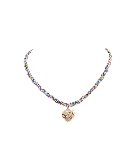 Twisted Thread Chain Textured Gold Heart Pendant Necklace