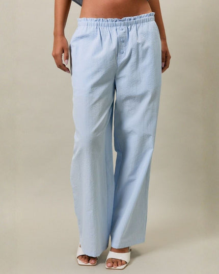 Striped Ruffle Waist Low Waist Pants