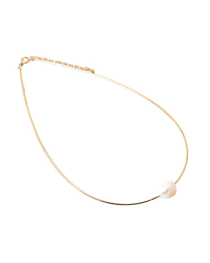 Single Pearl Omega Chain Choker Necklace