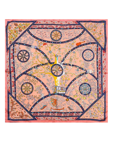 Vintage Botanical Medallion Print Square Bandana Scarf