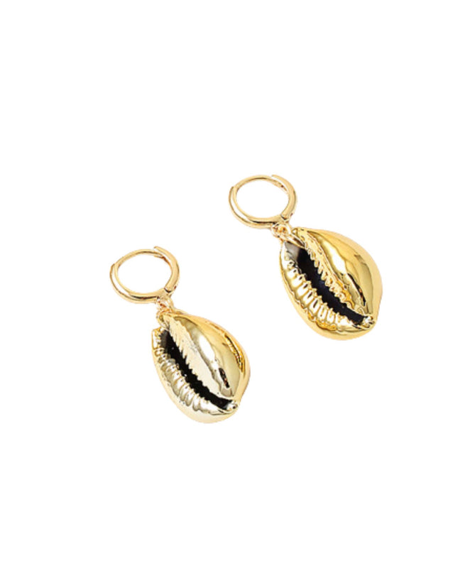 Cowry Shell Charm Huggie Hoop Earrings
