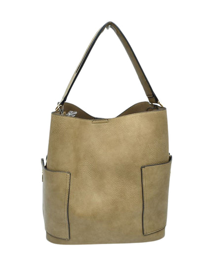 Zipper On Shoulder Strap & Side Pocket Hobo Tote Bag