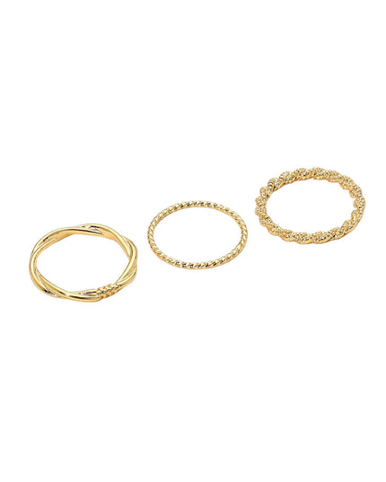 Textured Curved Thin 3 Ring Set