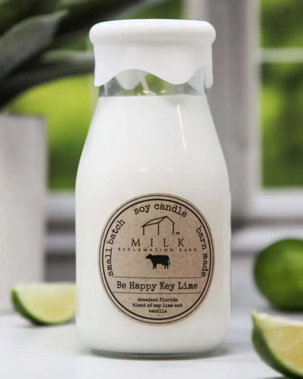 Be Happy Key Lime Milk Bottle Candle