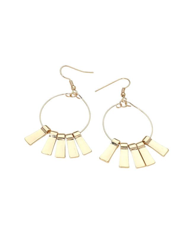 Metal Bar Fringe Hoop Drop Dangle Earrings