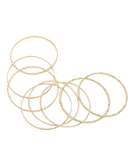 Textured Metal Stackable Multi Layered Bracelets 8 Set