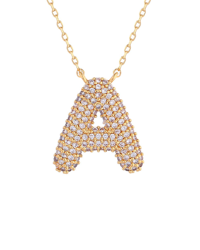 CZ Stone Initial Monogram Necklace