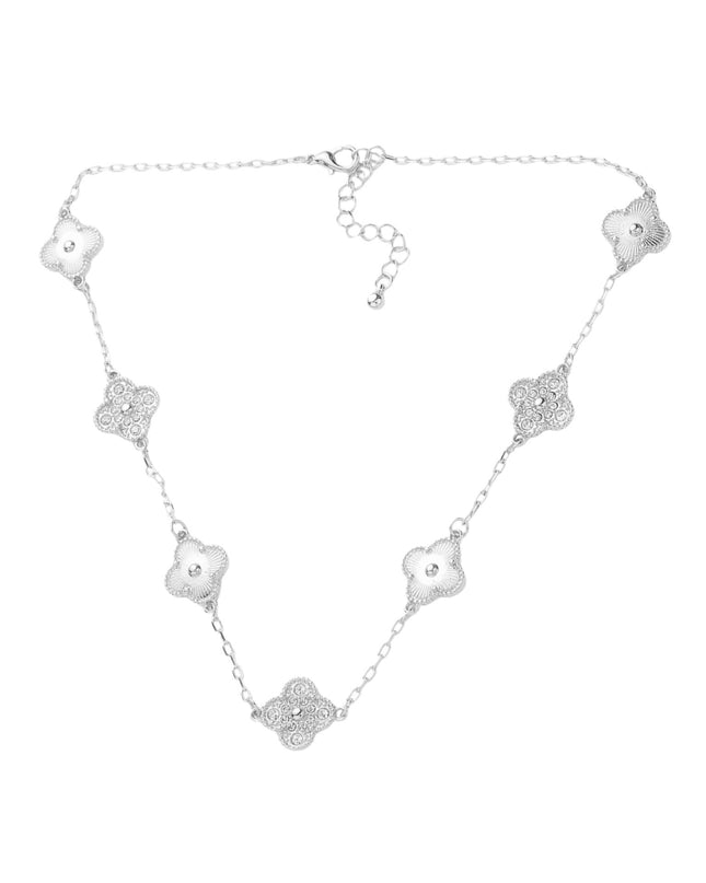 Stone Paved Mearl Quatrefoil Station Necklace