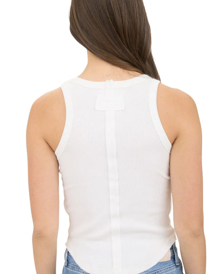 Raw Edge Ribbed Sleeveless Tank Top
