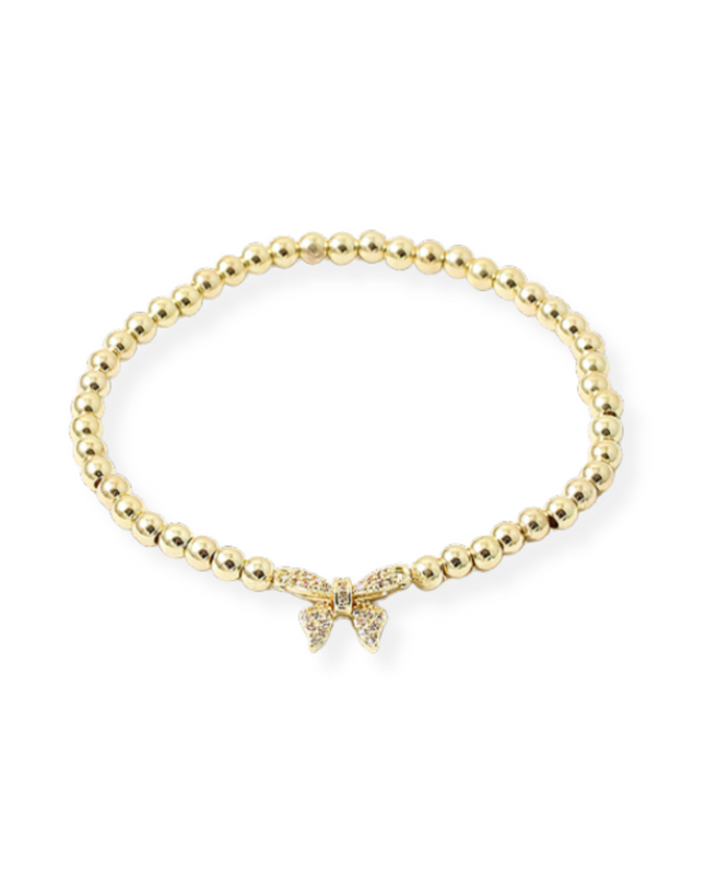 CZ Bow Ball Bead Bracelet