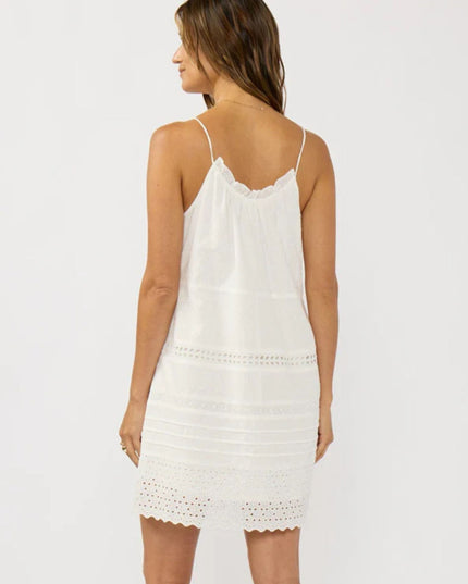 June Spaghetti Strap Tie Front Eyelet Mini Dress