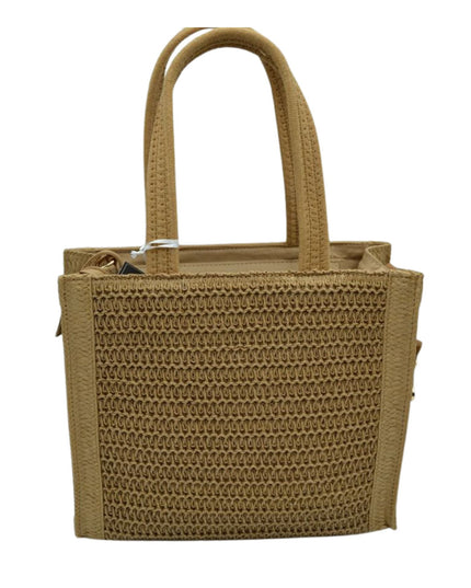 Square 2 Tone Straw Shoulder Bag