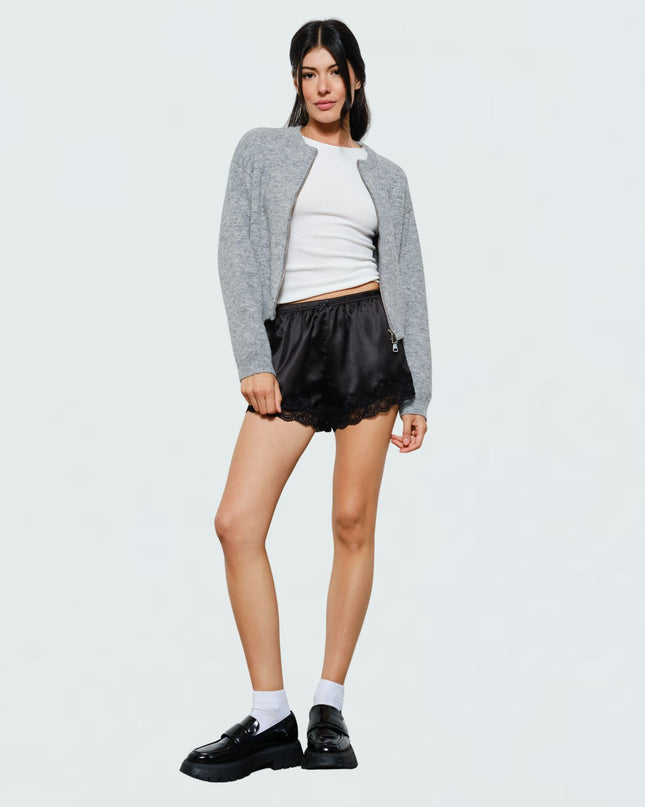 Isla Lace Trim Satin Shorts