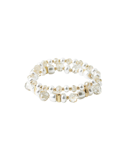 Pearl Faceted Gold Beaded 2 Bracelet Set
