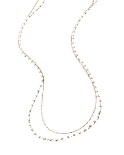 Ball Beaded Metal Chain Layered Gold Necklace