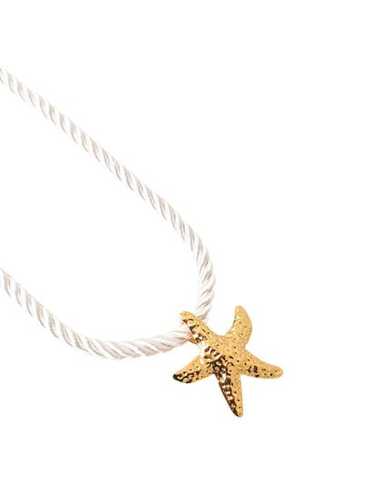 Gold Textured Starfish Twisted Rope Necklace