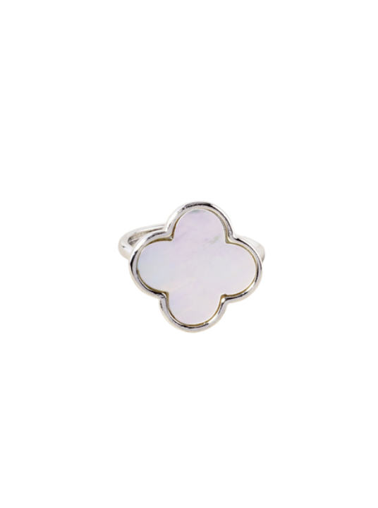 Mother Of Pearl Clover Adjustable Ring