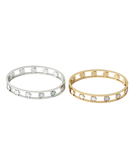 Spaced Cut Out Mother Of Pearl Starfish Double Bar Hinge Bangle