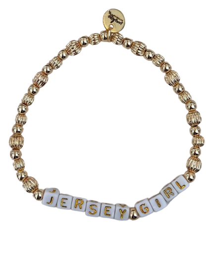 Jersey Girl Golden Beaded Letter Block Bracelet