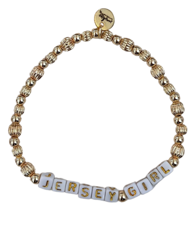 Jersey Girl Golden Beaded Letter Block Bracelet