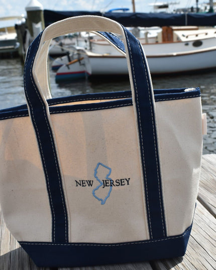 New Jersey Embroidered Boat Tote Bag