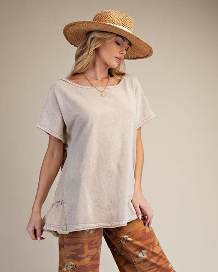 Ruffle Back Short Sleeve Top