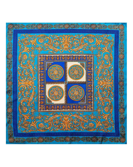 Ornate Baroque Medallion Print Square Bandana Scarf