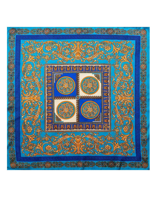 Ornate Baroque Medallion Print Square Bandana Scarf